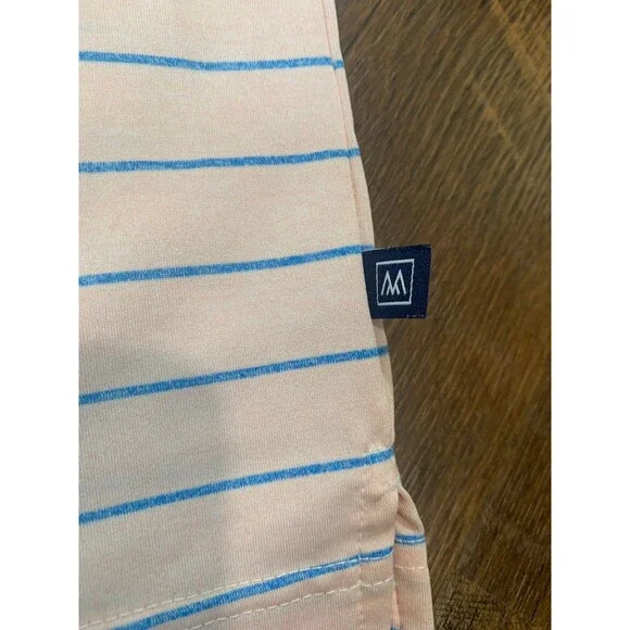 Mizzen and Main Versa Polo Peach Blue Horizontal Stripe Men’s size XL - Picture 4 of 4